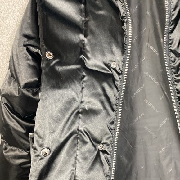 Orolay black satin finish puffer coat S duck down fill urban edgy mid length - Picture 13 of 13